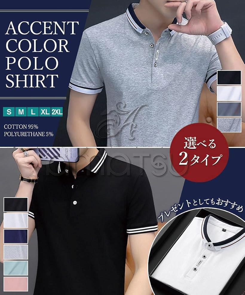 ポロシャツ メンズ 半袖 夏 polo shirt 半袖シャツ カジュアル 夏服 大人 tシャツメンズ トップス すっきり カットソー シルエット ボタンダウンシャツ 紳士 ドライシャツ スポーツ お洒落(ブラック/2ライン, L)