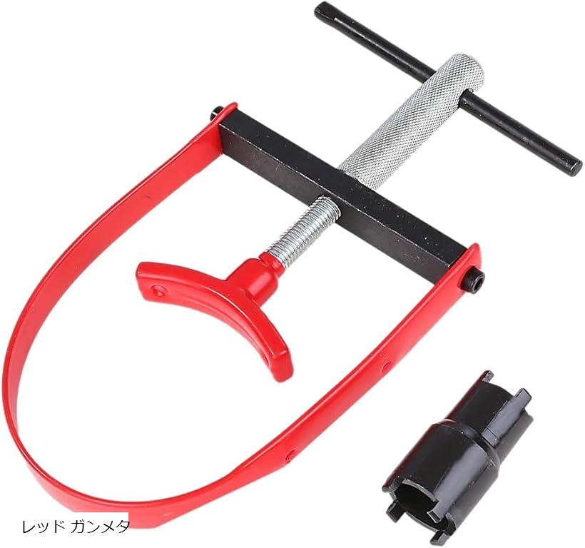 クラッチロックナットレンチ プーリーホールドレンチ 特殊工具 2点セット レッド ガンメタ (レッド ガ..
