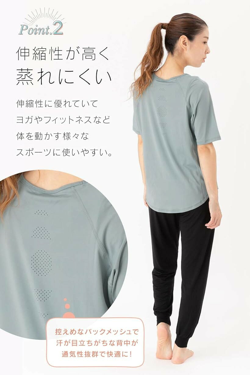 ネッカー ヨガウェア レディース トップス 半袖 Tシャツ スポーツウェア 伸縮 スト...