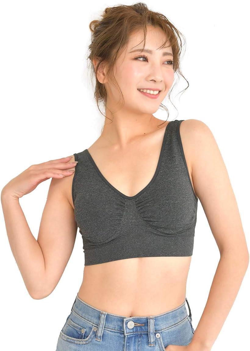 Smile LaLa スポブラ スポーツブラ ナイトブラ ノンワイヤー ブラジャー 女性 レディース 下着( ダークグレー, 2XL)