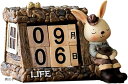 万年カレンダー うさぎ ブロック キューブ 木製 卓上 おしゃれ ホーム オフィス デスク かわいい インテリア(うさぎ男の子)
