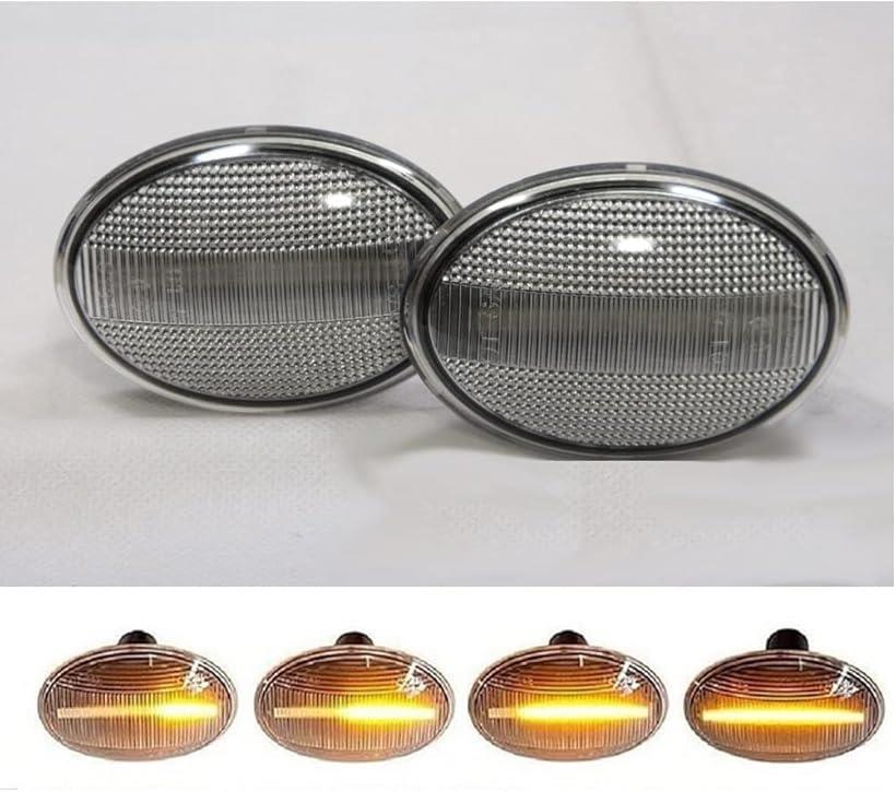 互換品® MINI R55 R56 R57 R58 R59 クリアレンズ仕様 ファイバーLED 流れて光る シーケンシャル フロントサイドマーカー ウインカー (シルバー)