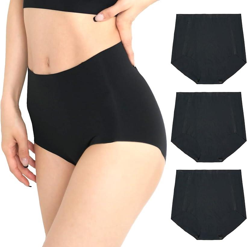 Smile LaLa レディース ショーツ セット 女性 下着 無地 シームレス シンプル ストレッチ なめらか (ブラック 3枚, L)