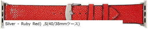 アップルウォッチ用 コンパチブル バンド スティングレイ 40/38mmケース Silver - Ruby Red(Silver - Ruby Red), S(40/38mmケース)) アップルウォッチ用 コンパチブル バンド スティングレイ 40/38mmケース Silver - Ruby Red(Silver - Ruby Red), S(40/38mmケース))