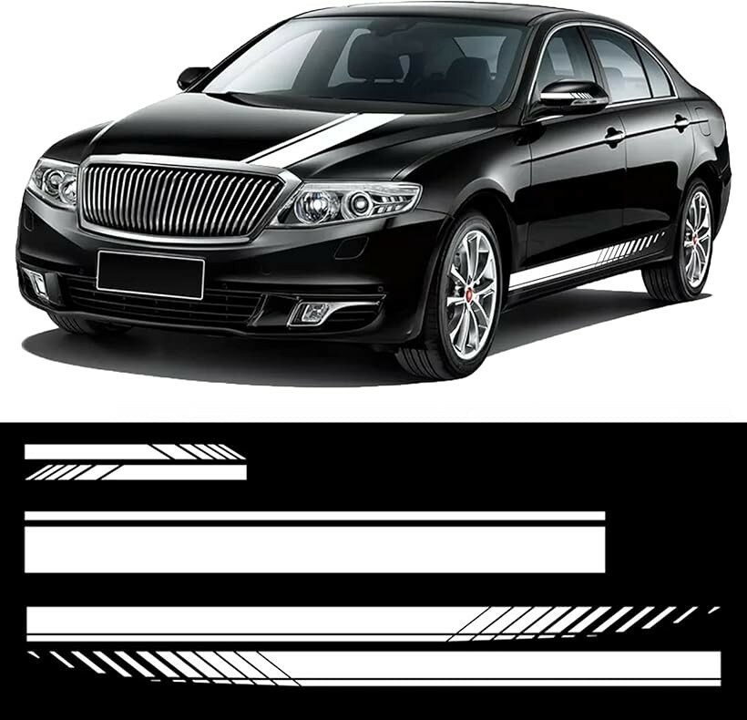 デカール ステッカー 車 フェンダー サイド ストライプ 汎用 シール ホワイト (ホワイト)