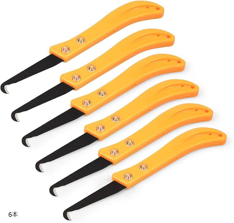 【楽天ランキング1位入賞】タイルタガネ モルタルを掘れる 作業工具 6本入 目地 下地 掘り起こす 掃除 ツール (イエロー)