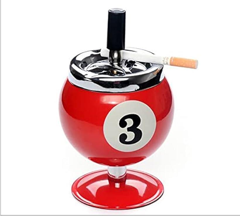 灰皿 ビリヤードボール型 アシュトレイ 煙草 たばご インテリア 吸い殻 卓上( 赤)