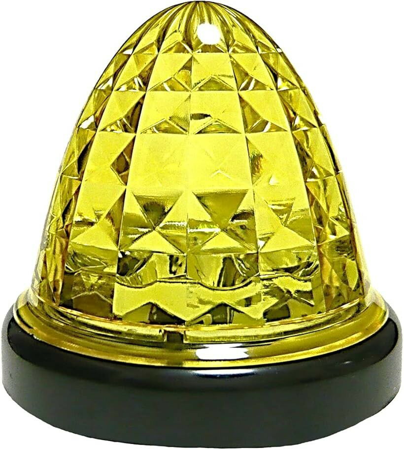 24V トラック用 LED マーカーランプ サイド クリスタルカット仕様 16LED 汎用 (イエロー, 2個)