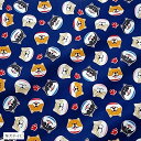 犬 猫 柄 綿 ポリ 生地 手芸用 全13種 長さ約2m 幅約160cm 柴犬ネイビー (柴犬ネイビー)