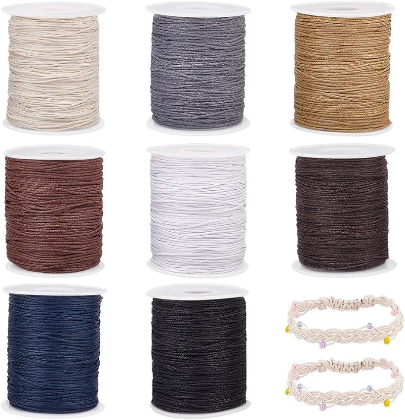 8 色 ワックス コットン コード 91m 1mm 中国結び目用 ビーズ ストリング 糸 クリームワックスコード ..