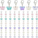 60個ガラス 蝶チャーム ペンダント カラフル ジュエリー DIY製作キット カニカン付き ハンドメイド アクセサリーパーツ デコパーツ イヤリング ピアス キーホルダー 手芸材料 手作りキット DIY飾り物(ミックスカラー)