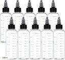 10個100ml ドロッパーボトル 目盛り ツイストキャップ クリアボトル グルー オイル 水絵具 液体容器 滴瓶 クラフト(100ml)
