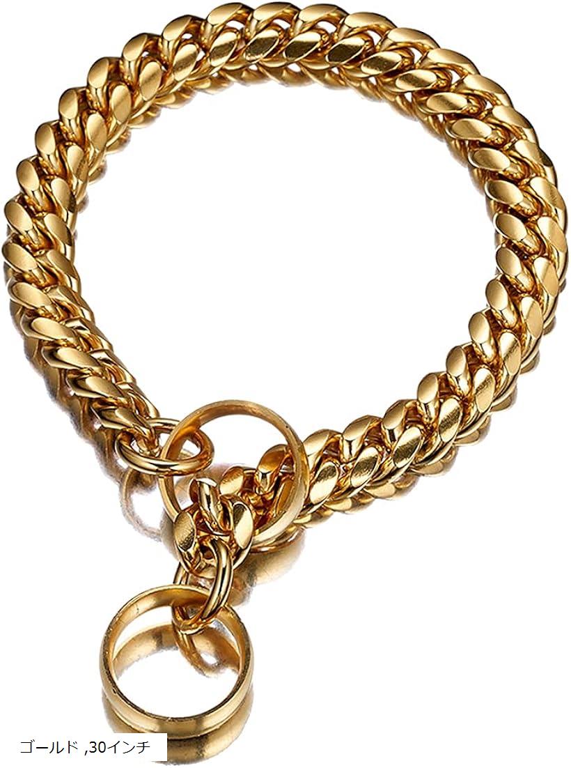 Other - ペット 首輪 ステンレス ドッグ チェーン メタル チョーク ゴールド 18K 30インチ (ゴールド, 30インチ)