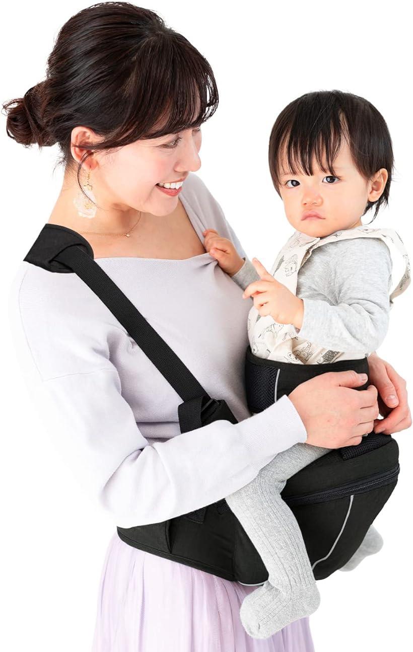 保育士が推薦ヒップシート だっこひも安全ベルト付き改良モデル 日本語説明書付き抱っこ紐 おんぶ紐 コペルタ 新生児 ブラック 