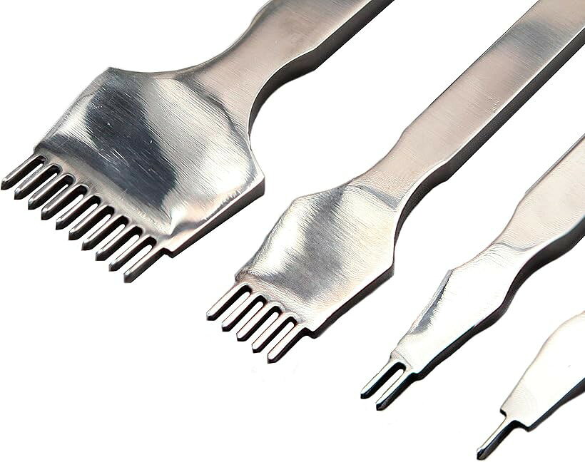 菱目打ち 高速度鋼 4本セット レザークラフト 工具 a294 6mm (シルバー, 6mm)