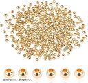 3mm 14K 金メッキビーズ 300個 丸いビーズ スペーサービーズ(ゴールデン, 直径約3mm、厚さ2.5mm)