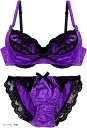 ブラジャー ショーツ セット 上下 レディース (パープル, F80)