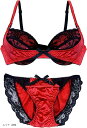 ブラジャー ショーツ セット 上下 レディース(レッド, D80)(4)