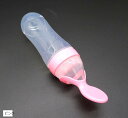 スプーン付き ペット用 哺乳瓶 流動食 子猫 子犬 シニア 介護 やわらか素材(ピンク)