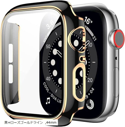 アップルウォッチ カバー apple watch ケース 高級仕様 保護(黒+ローズゴールドライン, 44mm) アップルウォッチ カバー apple watch ケース 高級仕様 保護(黒+ローズゴールドライン, 44mm)
