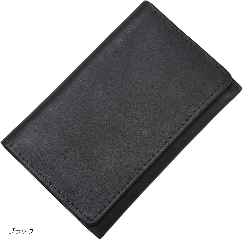名刺入れ メンズ 本革 薄型 軽量レザー シンプル 高級 牛革 カードケース 箱入り 贈答用 ブラック (ブラック)