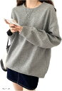 スウェット レディース トップス セーター トレーナー 長袖(グレー, M)