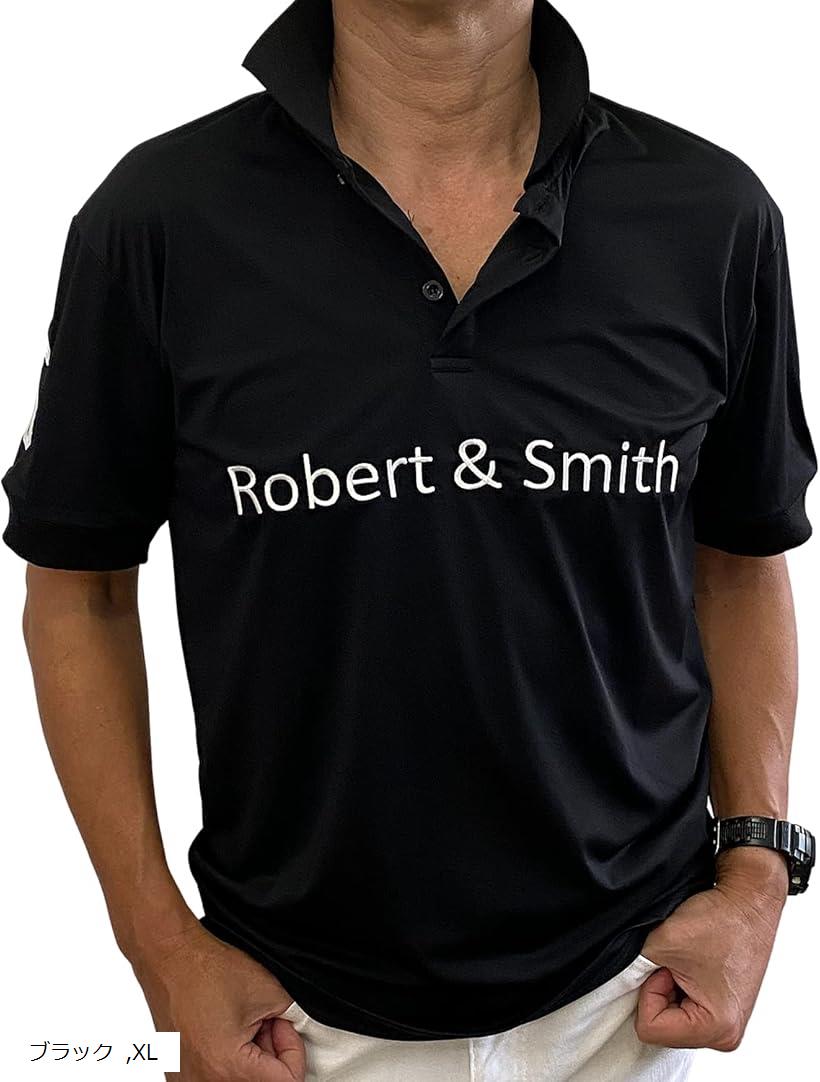 ロバート・アンド・スミス ポロシャツ 機能素材 ゴルフ ウエア 半袖メンズ 黒(ブラック, XL)