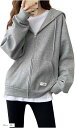 ジップパーカー レディース かわいい ゆったり 秋 冬 オシャレ(グレー, XL)