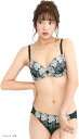 Smile LaLa レディース ブラジャー ショーツ 上下セット ブラショーツセット ブラジャーショーツセット 女性 下着 花柄 刺繍 上品 (ブラック, F75)