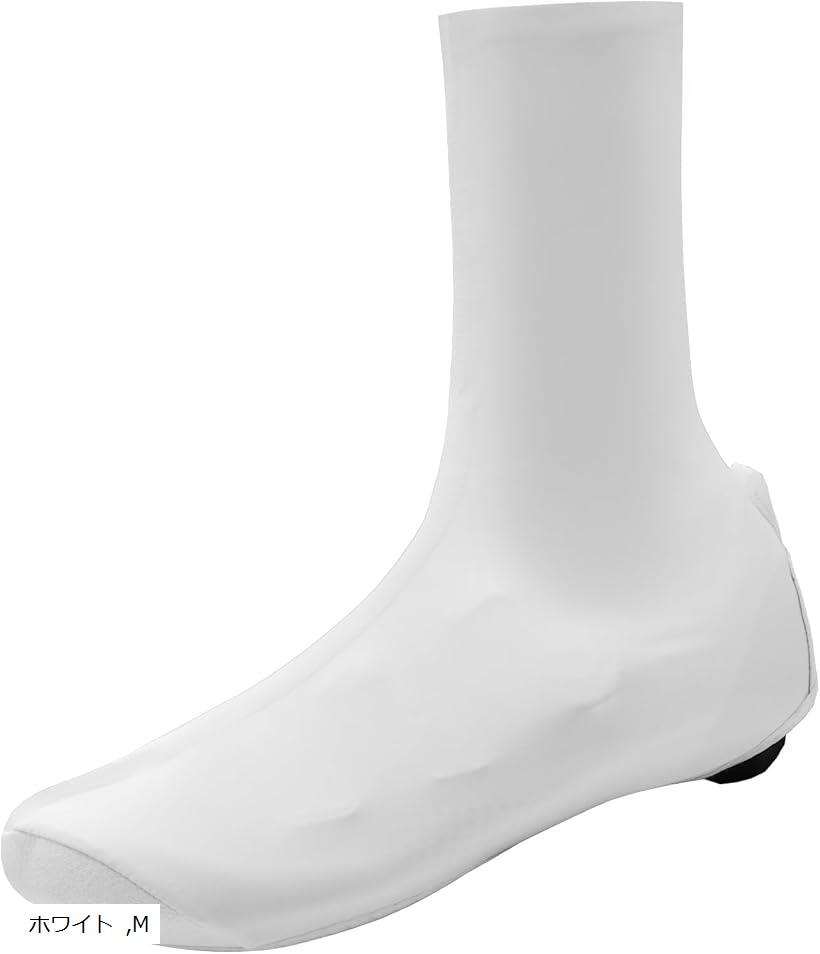 シューズカバー ロードバイク用 サイクリング 防水 伸縮性 軽量 春夏秋 (ホワイト, M)