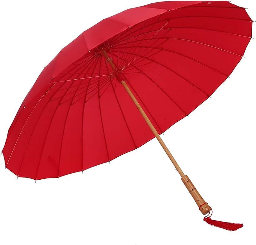 和傘 和風 おしゃれ 軽い 24本骨 晴れ雨兼用 赤 レッド( 赤(レッド), 56 centimeters)