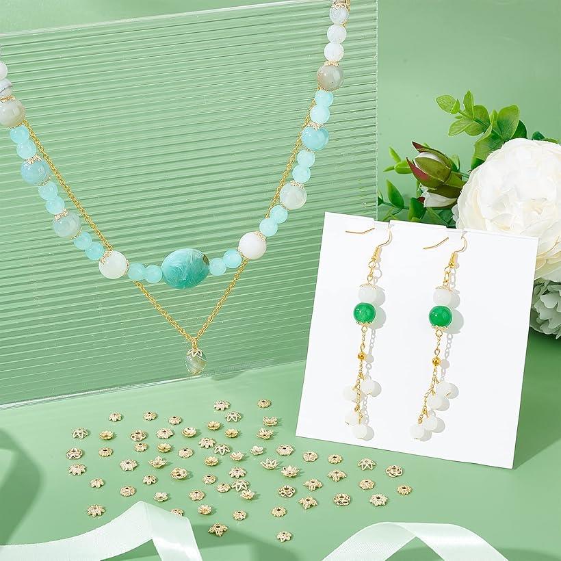 ビーズ 座金 花座 ビーズキャップ 14Kゴールドメッキ 約100個 花型 10種 透かしキャップ スペーサービーズ ジュエリー メタルパーツ アクセサリー 手芸 クラフト ハンドメイド 手作り素材 材料 (ゴールド) horiku-10167604 ホリック サンプル画像2