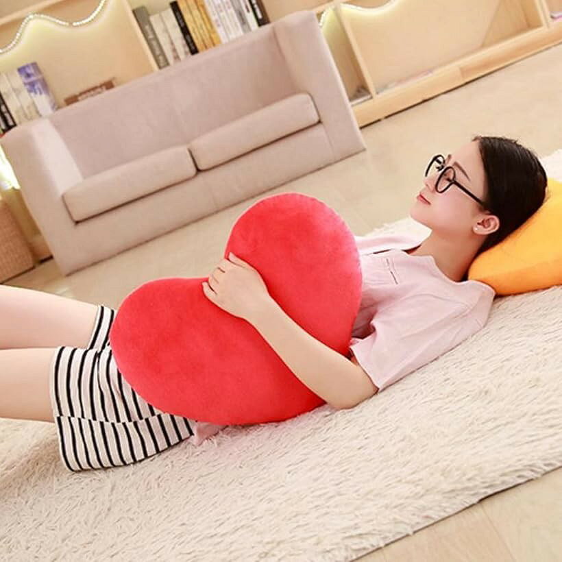 ハート クッション やわらか モコモコ ふわふわ 赤 ピンク ブルー 癒し ソファ レッド (レッド) [2]