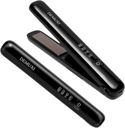 ヘアアイロン コードレス ミニ カール ストレートアイロン 持ち運び便利 USB充電式( Black, ミニ)