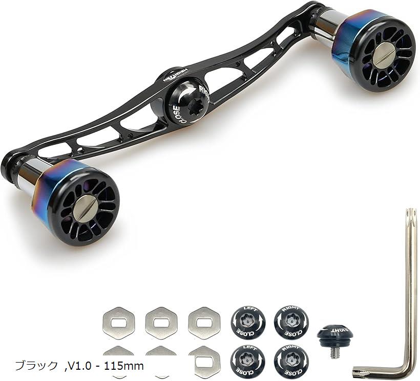 115mm ベイト リール ハンドル 8色 70航空アルミ製 シマノ ダイワ アブガルシア 通用 ベイトリール Black Engine ブラック 153 (ブラック, 115mm)