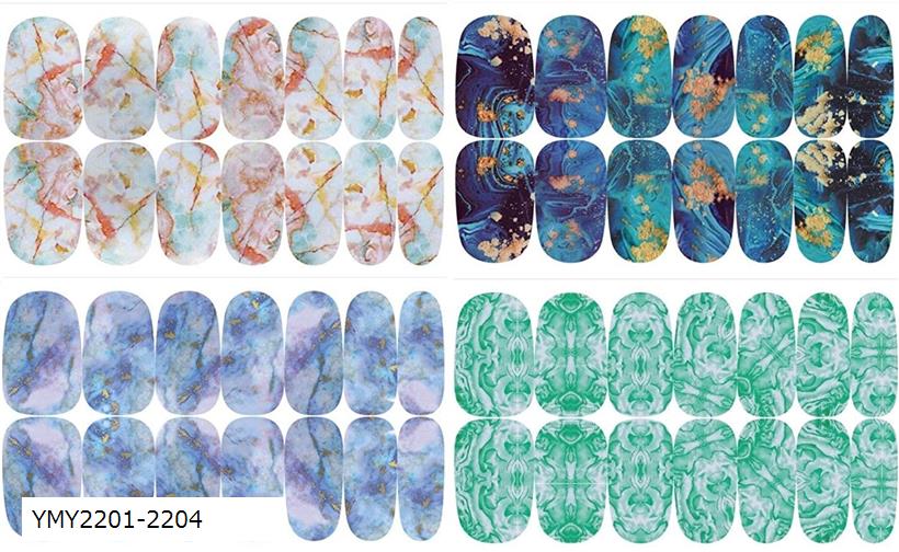 ネイルシール マーブル 鉱石デザイン 貼るだけマニキュア 可愛い アート YMY2201-2204 (YMY2201-2204)