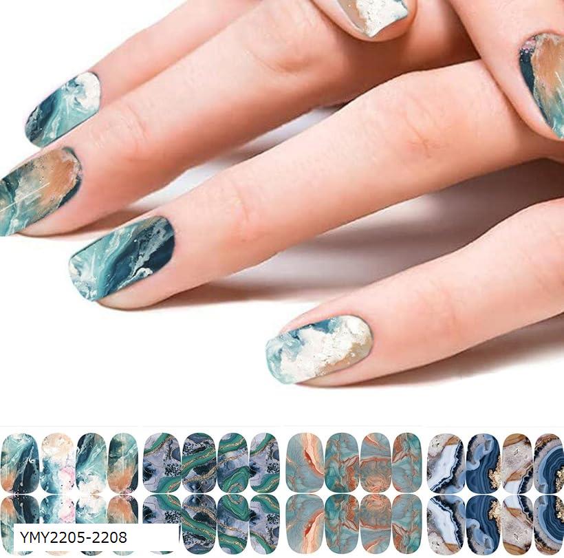 ネイルシール マーブル 鉱石デザイン 貼るだけマニキュア 可愛い アート YMY2205-2208 (YMY2205-2208)