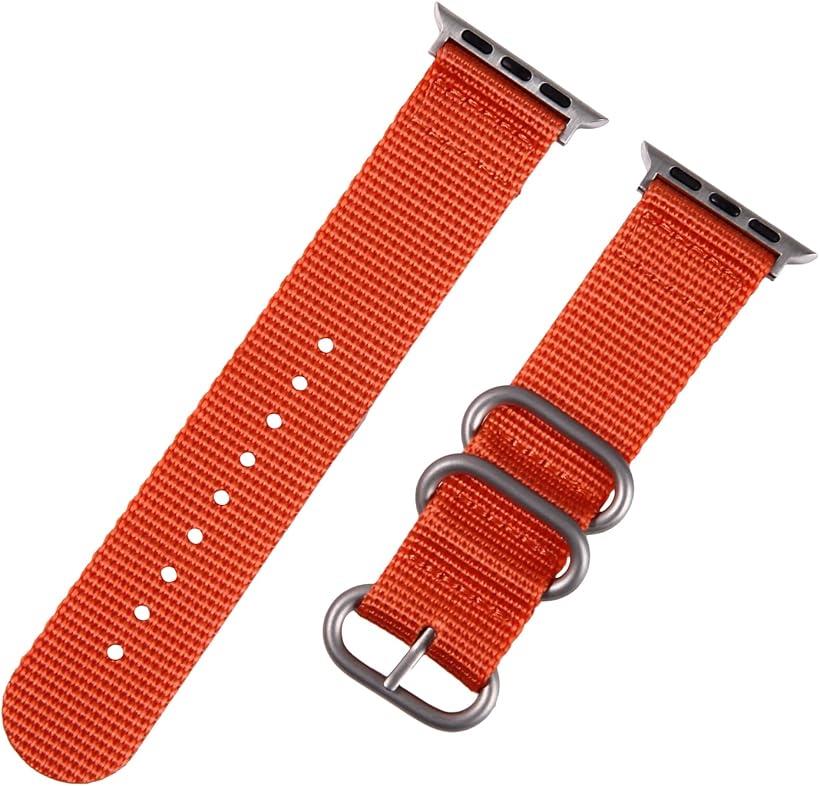 互換品 Apple Watch 対応ベルト 時計バンド アップルウォッチ交換ストラップ(オレンジ(銀バックル), 38mm/40mm/41mm)