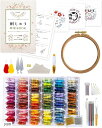 【楽天ランキング1位入賞】刺繍キット 刺繍糸 108色+金銀 図案本 刺繍枠 初心者 セット 収納 布 25番/8m/6本綴り(108色)