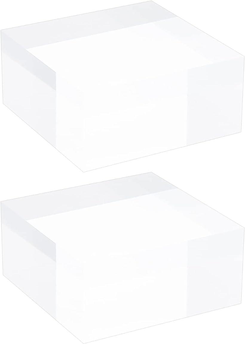 2個 アクリルブロック アクリルスタンド 正方形 アクリル展示台 (50.5x50.5x23mm)