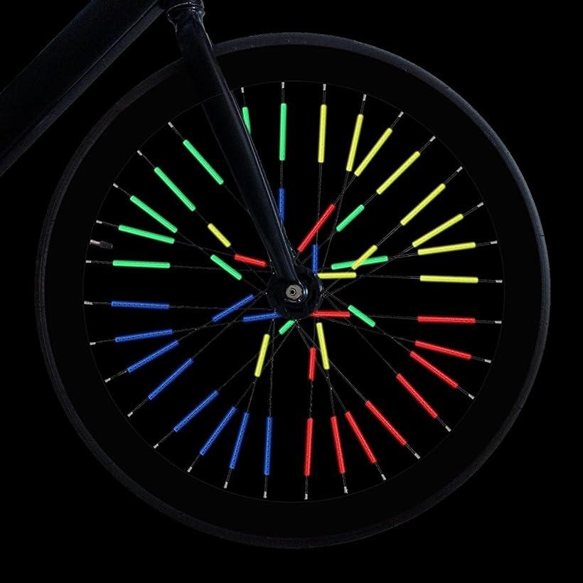 自転車 ホイール スポーク 取付け用 リフレクター 72本セット 反射 クリップ 簡単装着 車椅子 にも 6色ミックス (6色ミックス)