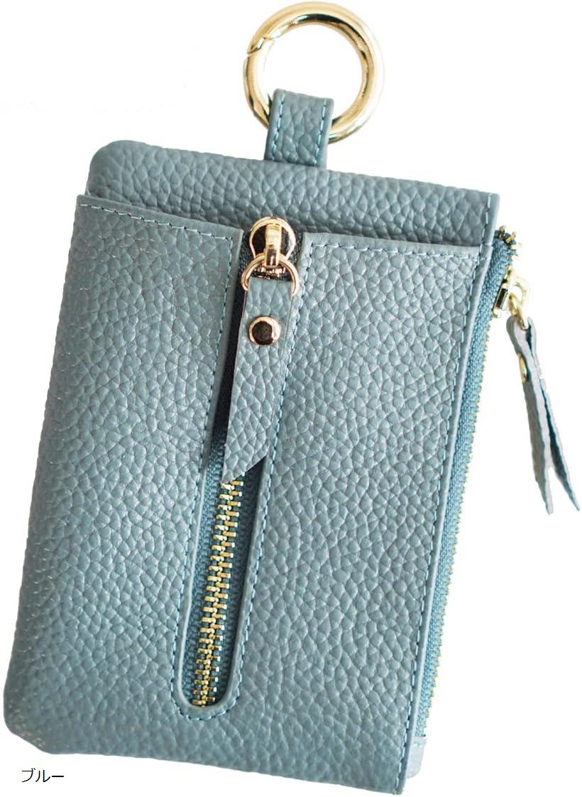 Queen's Lab キーケース レディース 小銭入れ コインケース 革 カード入れ (ブルー)