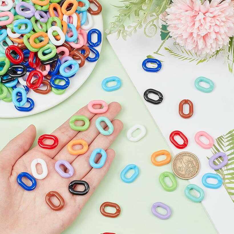 330個 チェーンリング アクリル製 11色 プラスチックチェーン カラフル リンク 楕円形リンク ハンドメイド 手芸用品 財布 バッグ スマホ小物装飾 メガネ用 ストラップチェーン ジュエリー作り クラフト用品 19x14mm (カラフル) horiku-10167691 ホリック サンプル画像3