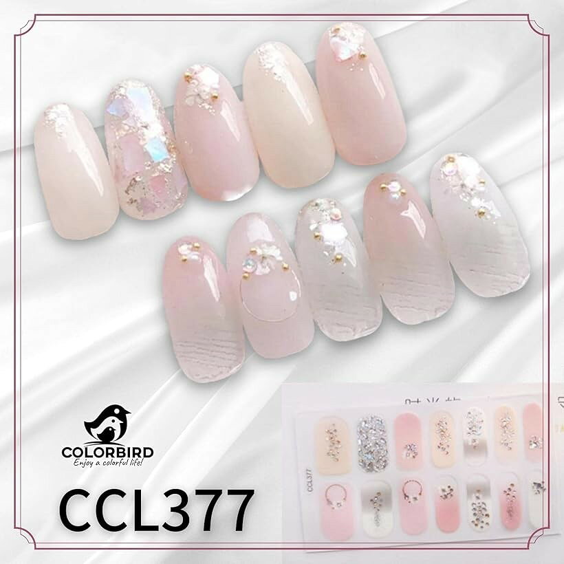ネイルシール 春夏A 貼るだけマニキュア 可愛い 花 透け感 箔 パール パーツ CCL37...