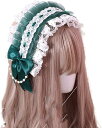 morytrade カチューシャ ヘッドドレス 髪飾り レディース コスプレ リボン ゴスロリ ロリータ レース(緑)