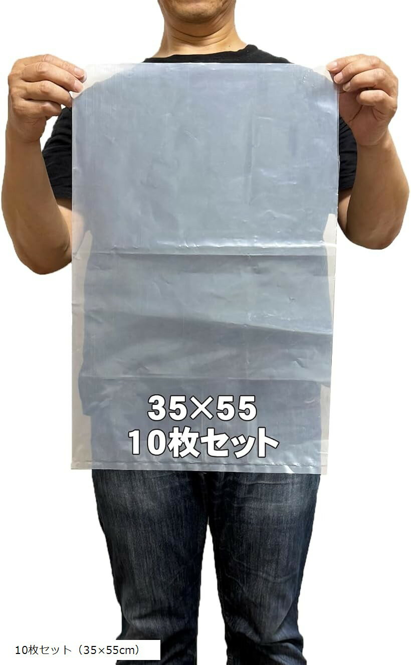 極厚ビニール袋魚入れ 厚手 0.1mm 魚入れる袋 35x55cm 10枚 (透明, 35x55cm)