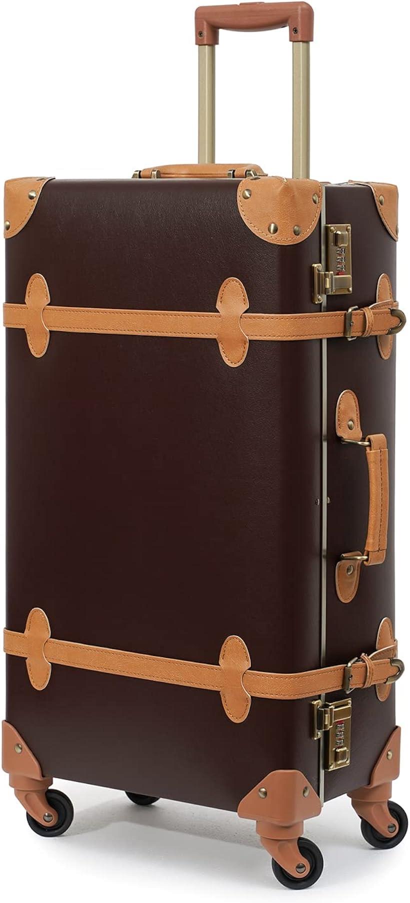 スーツケースかわいい クラシック キャリーケース レトロ 静音 軽量 Lサイズ 24 49L ブラウン Lサイズ 24 