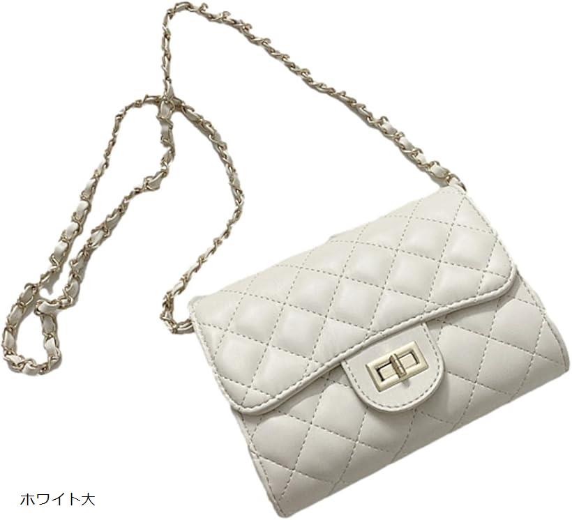 ワンドロップ ショルダー バッグ ポシェット 斜めがけ 2way レディース 大 小 ウォレット お財布ポーチ カワイ ホワイト大 (ホワイト大)(4.0)