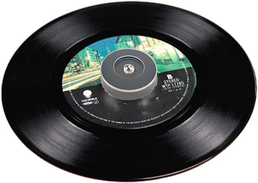 レコードアダプター 7インチ epアダプター ドーナツ盤 45回転 シングルレコード( ブラック)