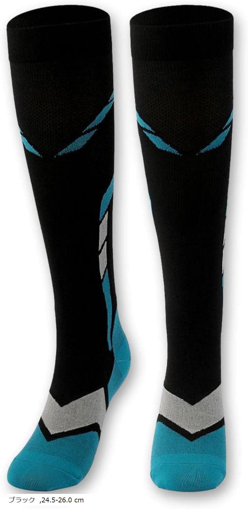 ハイソックス 2足組みセット 24.5 ～ 26.0 cm 黒(ブラック, 24.5-26.0 cm)